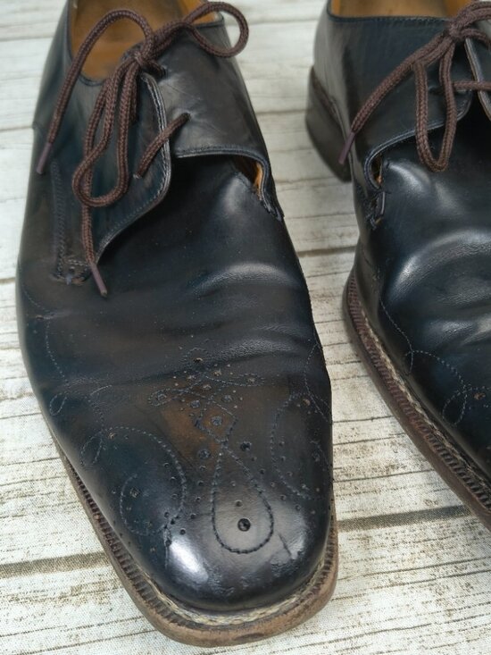 Mezlan Custom Black Leather Wingtip Brogue Oxford Shoes Men Size 11 main image 4